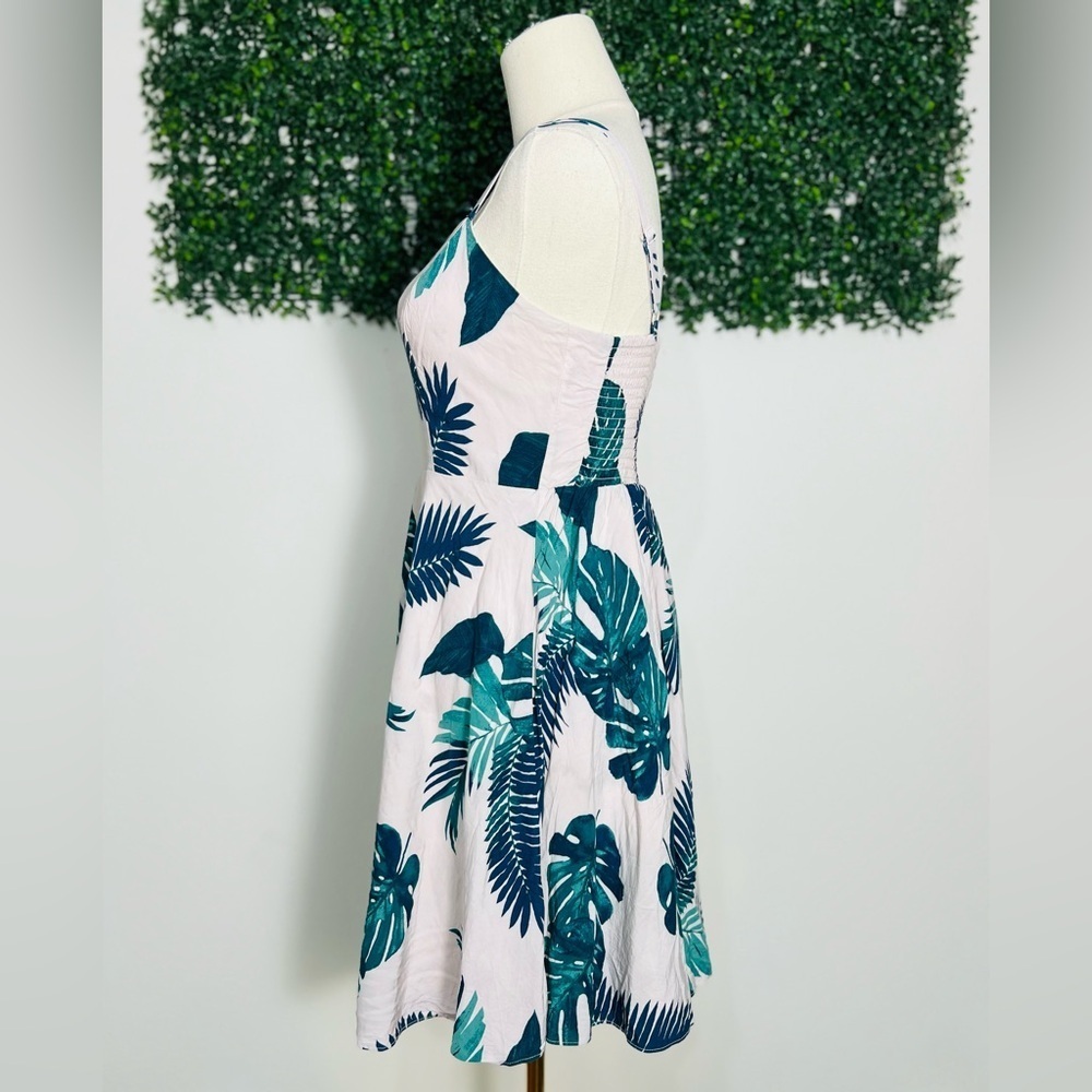 Old Navy Women's Pink Green Palm Leaf Printed Cami Sleeveless Dress Size Medium - Picture 4 of 13